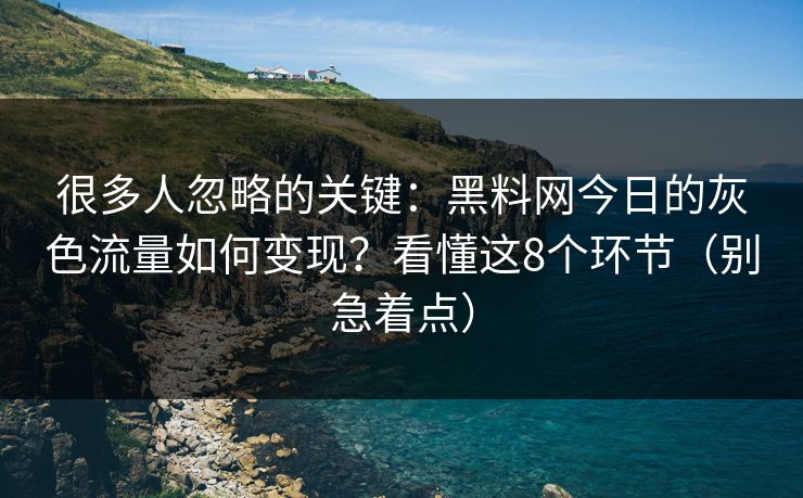 很多人忽略的关键:黑料网今日的灰色流量如何变现?看懂这8个环节(别急着点)